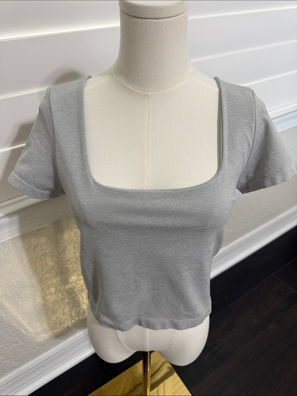 Altar'd State Light Gray Square Neck Crop Top